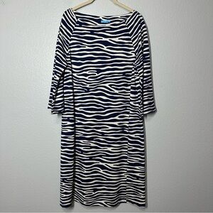 J. McLaughlin Sheath Dress Women's Medium‎ M Navy Cream Zebra Stretch Career